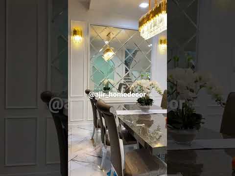 Decor rumah/ruang tamu dan ruang maka. dengan desain clasik modern /wallmoulding /kaca bevel desain interior ruang tamu