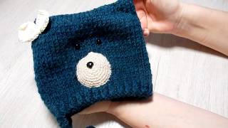 Вязание шапка детям Мишка knitting children's hats