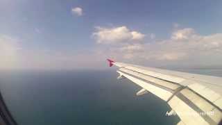 Landing at Phuket (HKT) Thailand - RWY09 (Window View)