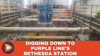 Work Progresses at Future Purple Line Station in Bethesda