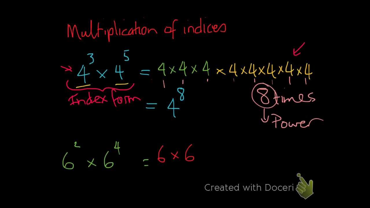Multiplication of Indices Index Laws part 1 YouTube