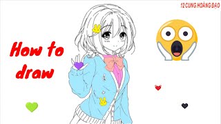 how to drawing anime girl so cute with pencil