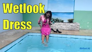 Wetlook Girl Dress | Wetlook Heels | Wetlook Girl Swims In Clothes In The Pool