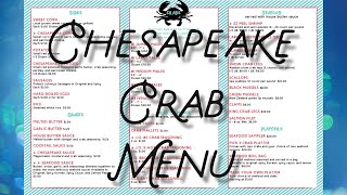 Chesapeake Crab Menu - Crabs, Shrimp, Shellfish, & MORE!