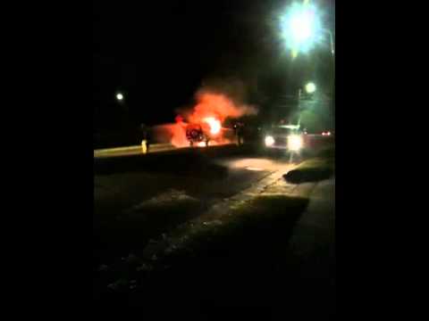 Fire in car while driving