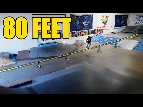 FEEBLE THE 80 FOOT RAIL ACROSS OUR SKATEPARK!