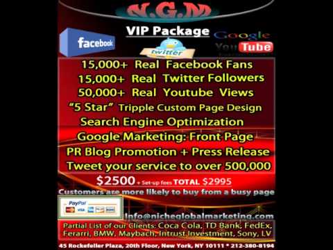 VIP increase Facebook fans Likes Twitter Followers Youtube views SEO