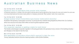 Business News Headlines for 19 Feb 2019 - 8 AM Edition