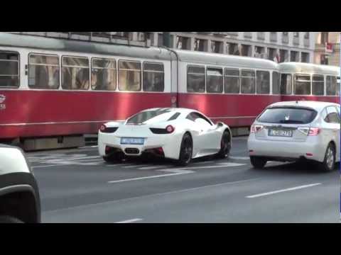 White Ferrari 458 Italia Loud Accelerations in Vienna City