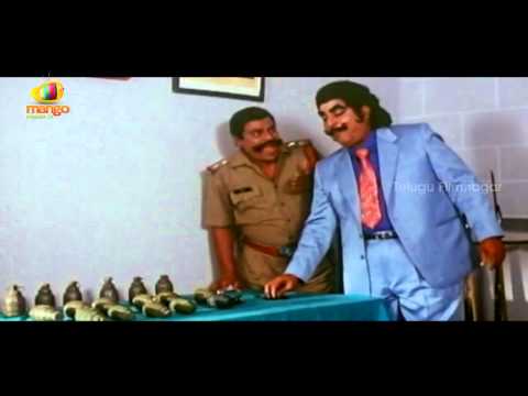 Kaikala Satyanarayana eats bullets and bombs - Yamaleela Movie...