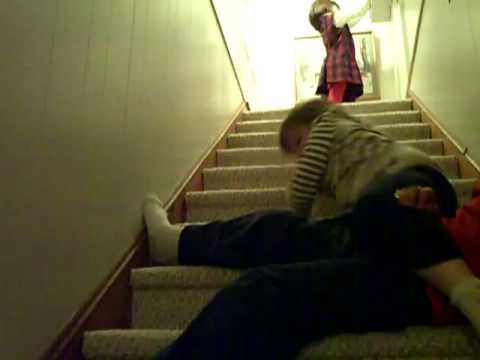 Kids falling down stairs - YouTube