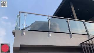 ราวกันตก ราวระเบียงกระจก เสาสแตนเลสจับกระจก balconic