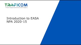 Introduction to EASA NPA 2020-15