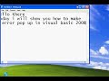 Vb 2008 error pop up tutorial