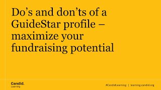 Dos And Donts Of A Guidestar Profile Maximize Your Fundraising Potential