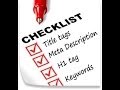 SEO Checklist 2014 - For New Websites