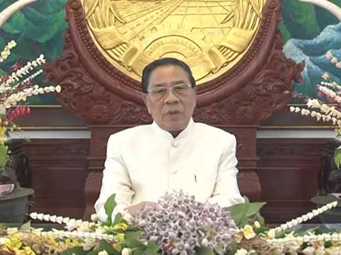 Lao NEWS on LNTV: President Choummaly Sayasone extends Pi Mai Lao best wishes.13/4/2016