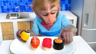 Monkey Baby Bon Bon Clean The Toilet And Eat Sushi