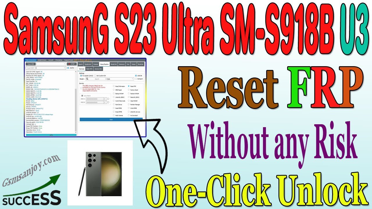 Samsung S23 Ultra SM-S918B U3 Reset FRP UNLOCK android Samsung S23 Ultra SM-S918B U3 Reset FRP UNLOCK android