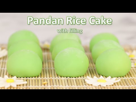 Bánh dẻo (mochi) lá dứa nhân đậu xanh nước cốt dừa | Pandan coconut milk rice cake