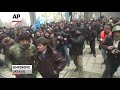 Raw: Demonstrators Clash in Ukraine
