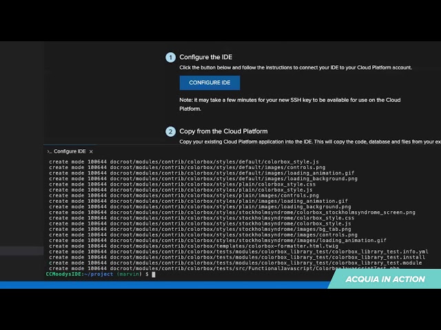 Watch Acquia in Action - Cloud IDE on YouTube.