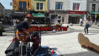 Busking In Tralee Ireland - ‘Sixteen Tons’ (Slide Blues)