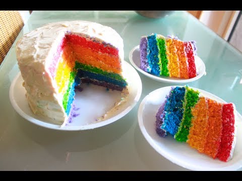 VIDEO : how to make rainbow cake (six layer) - rainbow cake(six layer) kit kat cake: http://bit.ly/13rolxj new video every week / subscribe: http://bit.ly/14luw3s twitter: https: ...
