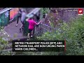 Horrifying CCTV shows kids dangling over train tracks