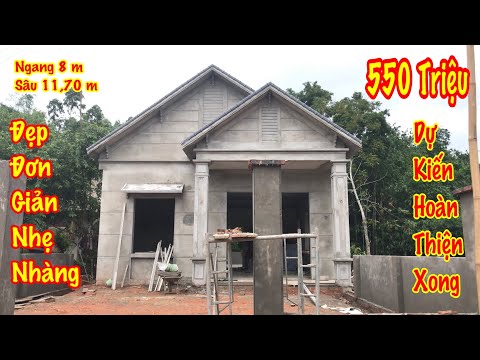 Mẫu nhà cấp 4 mái thái ngang 8m sâu 11,70m .kinh phí hoàn thiện dự kiến 550 triệu