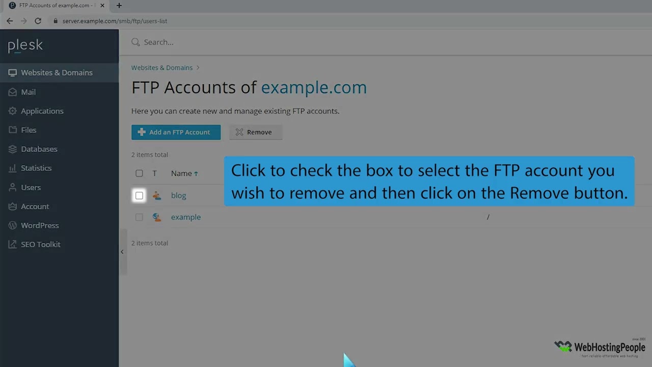 How to Remove an FTP user account in Plesk How to Remove an FTP user account in Plesk