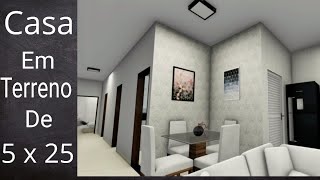 Planta de casa em terreno de 5x25