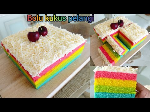 RESEP BOLU KUKUS PELANGI EMPUK DAN LEMBUT ANTI GAGAL,,||rainbow cake