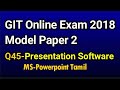GIT Online Exam 2018 Model Paper 2  Presentation Tamil