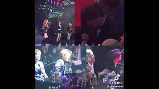 BTS AND EXO reaction to blackpink while performing 🙂