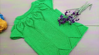 Canesú de Hojas en relieve para blusa o vestido recto/Tejiendoconleonardo