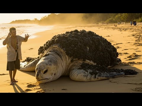 "Part 1 .The Incredible Rescue of a Massive Albino Sea Turtle"#WildlifeRescue #AlbinoTurtle”