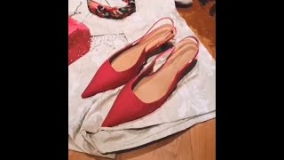 2021 Trendiest Red Leather Heels Pointed Toe Pump Summer Slingback Kitten Heel Shoes Nicepairs