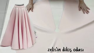 Duble kloş etek kesimi ve dikimi / Umbrella skirt cutting and stitching /falda d