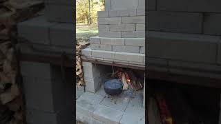 Dry Stack Outdoor Fireplace H Bar For Cooking