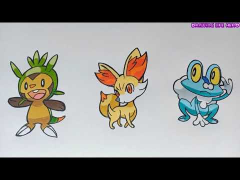 Cách vẽ Bộ 3 Pokemon Khởi Đầu Vùng Đất Kalos Đẹp và Đơn giản