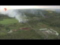 Flight Over Lava Covered Road in Pahoa