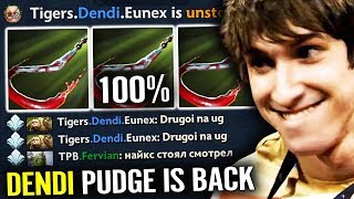 7.21 DENDI PUDGE IS BACK 7000 MMR 100% Hook Dota 2 gameplay