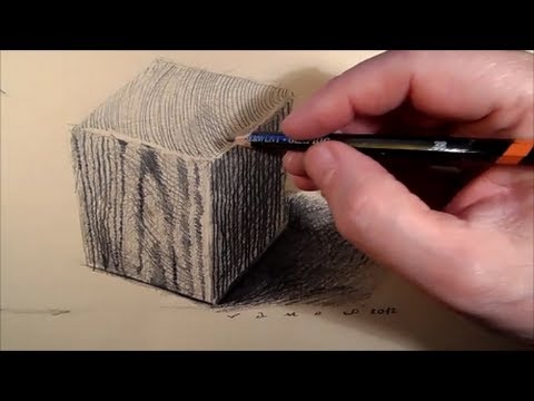 How to draw a wooden cube, Tutorial, Time Lapse - YouTube