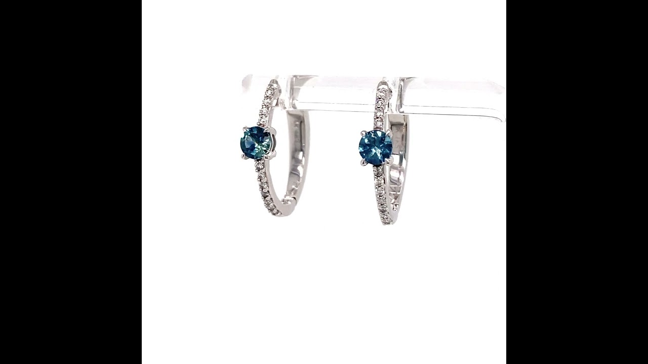 Montana Sapphire & Diamond Hoop Earrings 14K White Gold Montana Sapphire & Diamond Hoop Earrings 14K White Gold