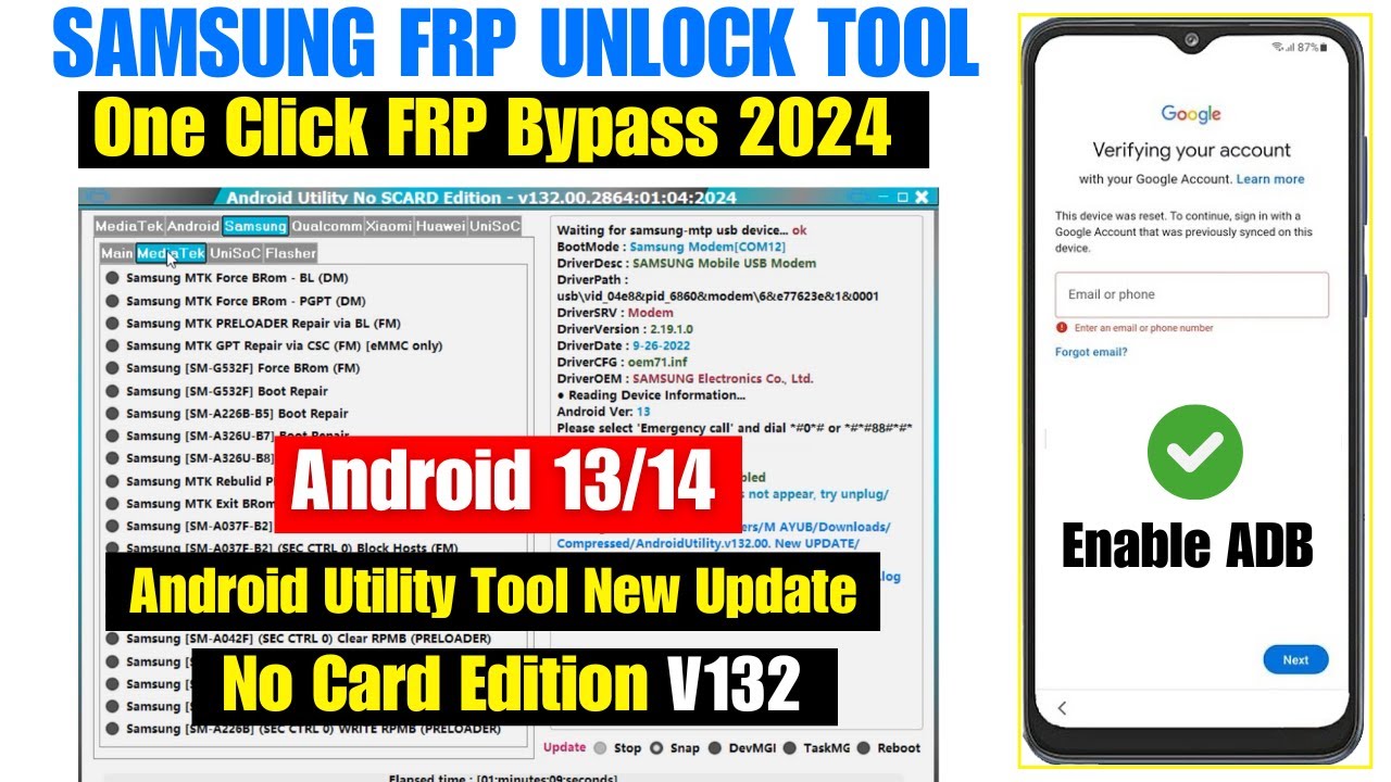Samsung FRP Bypass One Click 2024 | Android 13/14 Unlock Samsung FRP Bypass One Click 2024 | Android 13/14 Unlock