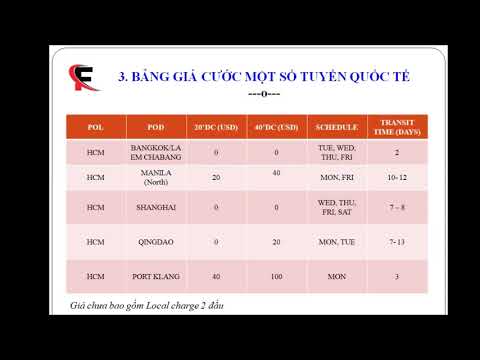 BẢNG GIÁ CƯỚC VẬN CHUYỂN HÀNG HÓA QUỐC TẾ BẰNG ĐƯỜNG BIỂN