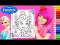 Coloring Frozen Elsa Disney Coloring Book Page Prismacolor Colored Pencils | KiMMi THE CLOWN