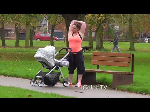 Chanelle Hayes training in park with pram