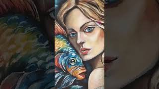 Портрет #Shortvideo #Art #Oilpastel #Painting #Пастель #Гороскоп  #Девушка  #Shorts #Рыба #Рисунок